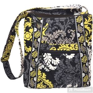 Vera Bradley Black Yellow Hipster Crossbody Adjustable Strap Shoulder Bag